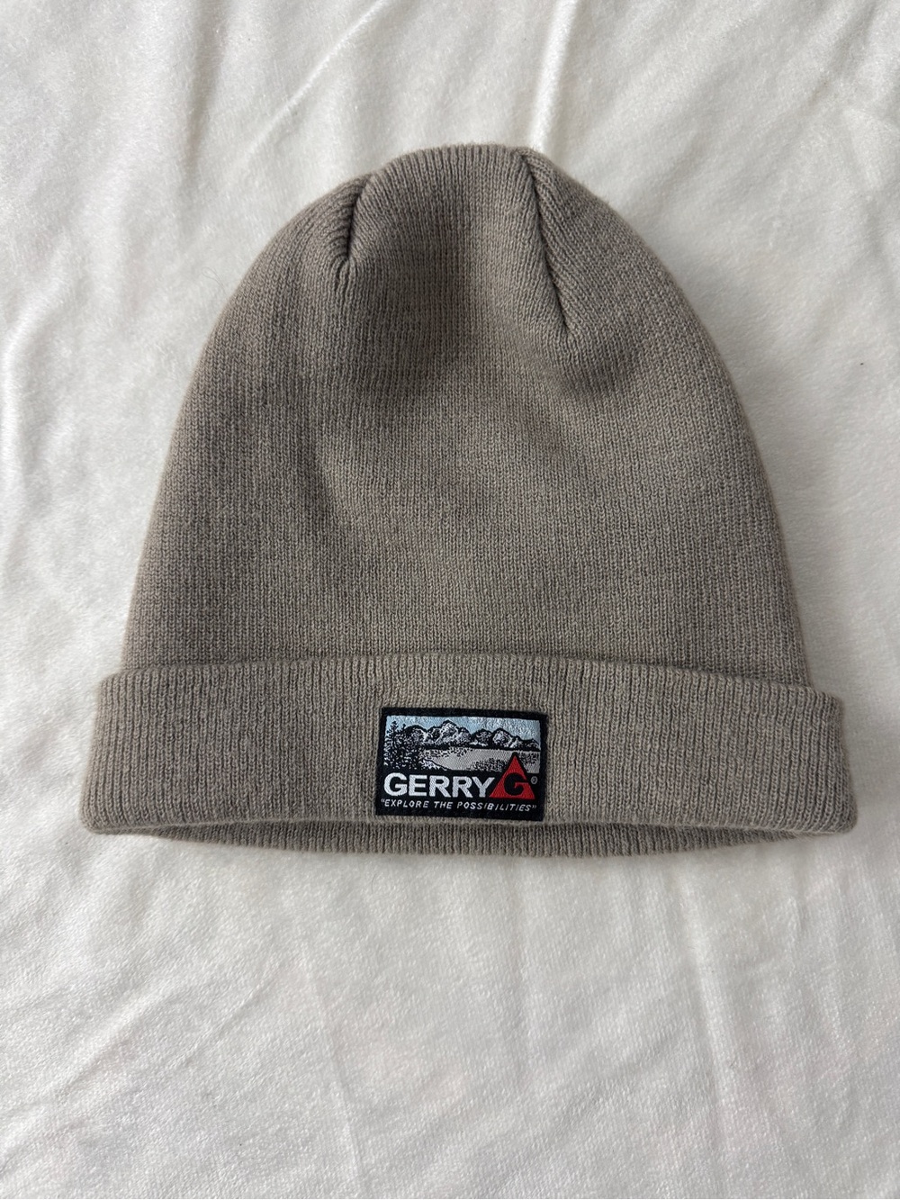Gerry Weber Taupe Fold-Over Knit Beanie with Logo Patch